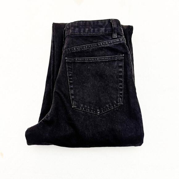 Zara High Waisted Zipper Detail Black Denim Jeans Silver Zipper Size 6 MINT - Picture 1 of 9